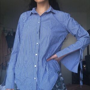 Loft Striped Button-up Blouse